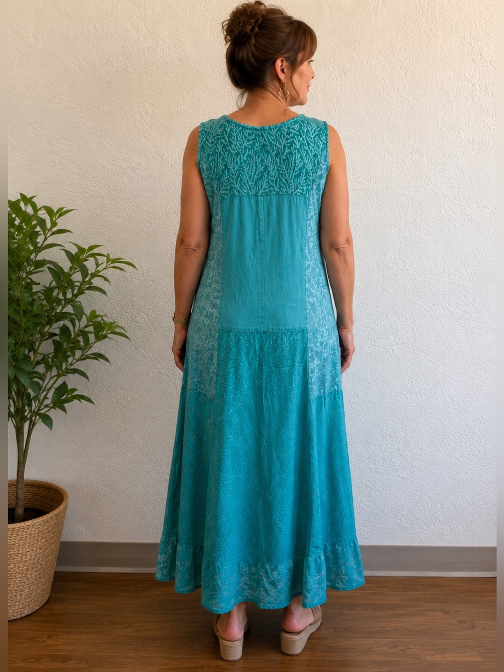 Citron Santa Monica MED 100% rayon mint turquoise cottagecore Dress - Picture 4 of 11